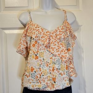 2/$20 Crave Frame - Junior's ruffled cold shoulders top